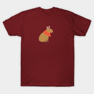 Christmas capybara with candy cane T-Shirt